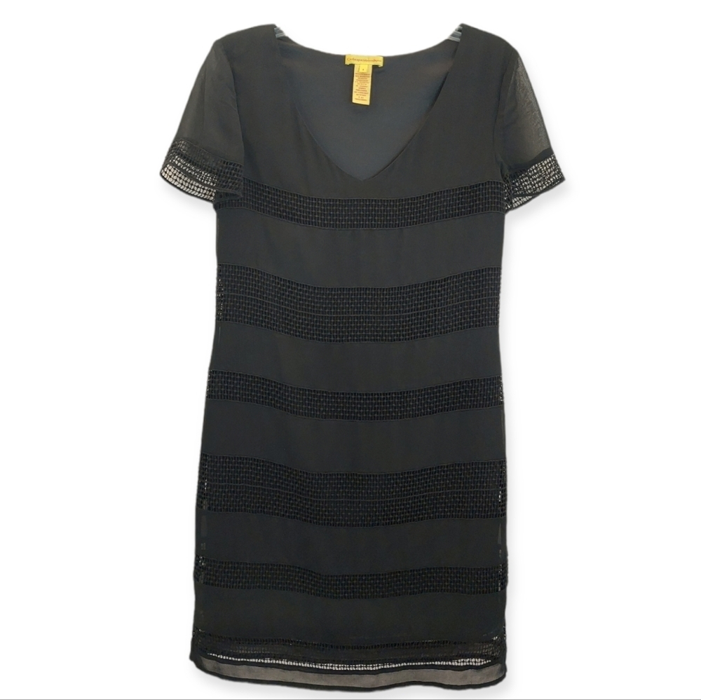 Catherine Malandrino Women's Size 6 Dress Short Sleeve Black Lined Cocktail
